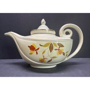Vtg Hall Superior Jewel Autumn Leaf Pattern Aladdin Teapot Infuser Lid 9.5" Long